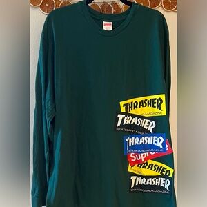 Dark Green Thrasher x Supreme Longsleeve